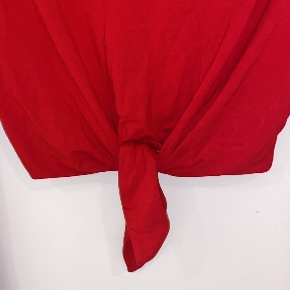 ARITZIA Babaton Jeronimo Long sleeves cropped top tied knot Red Size M - Picture 4 of 9